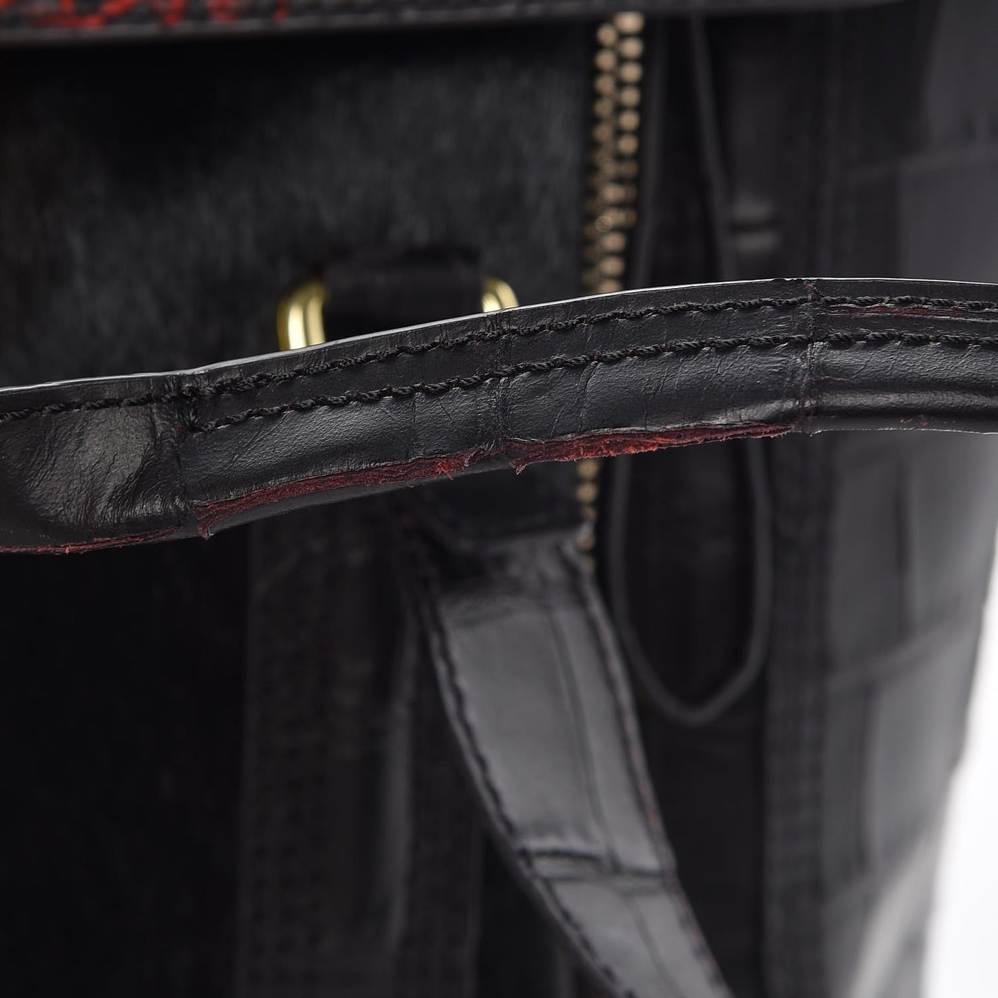 3.1 Calf Hair Calfskin Crocodile Embossed Medium Pashli Satchel Antique Red Black