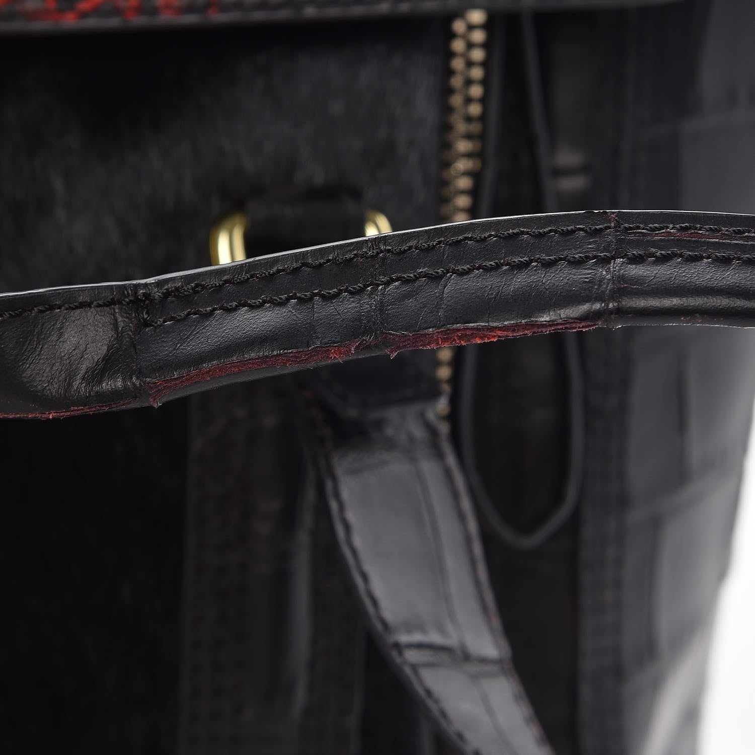3.1 Phillip Lim 3.1 Calf Hair Calfskin Crocodile Embossed Medium Pashli Satchel Antique Red Black 9 of 10