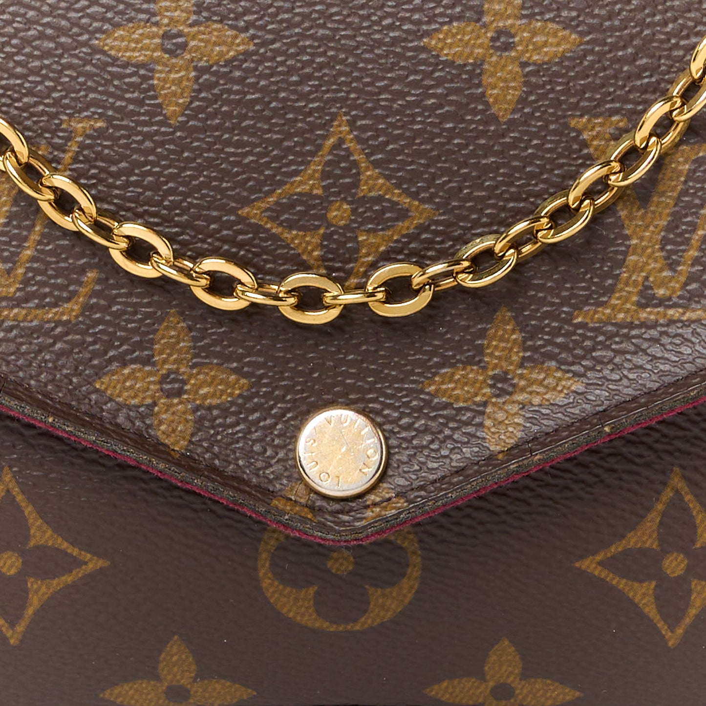 Monogram Pochette Felicie Chain Wallet Fuchsia