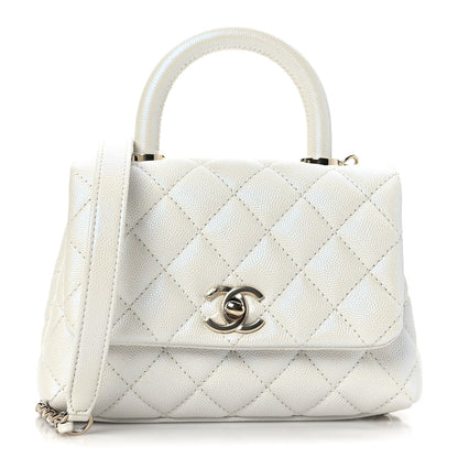 Chanel Iridescent Caviar Quilted Extra Mini Coco Handle Flap White 1 of 9