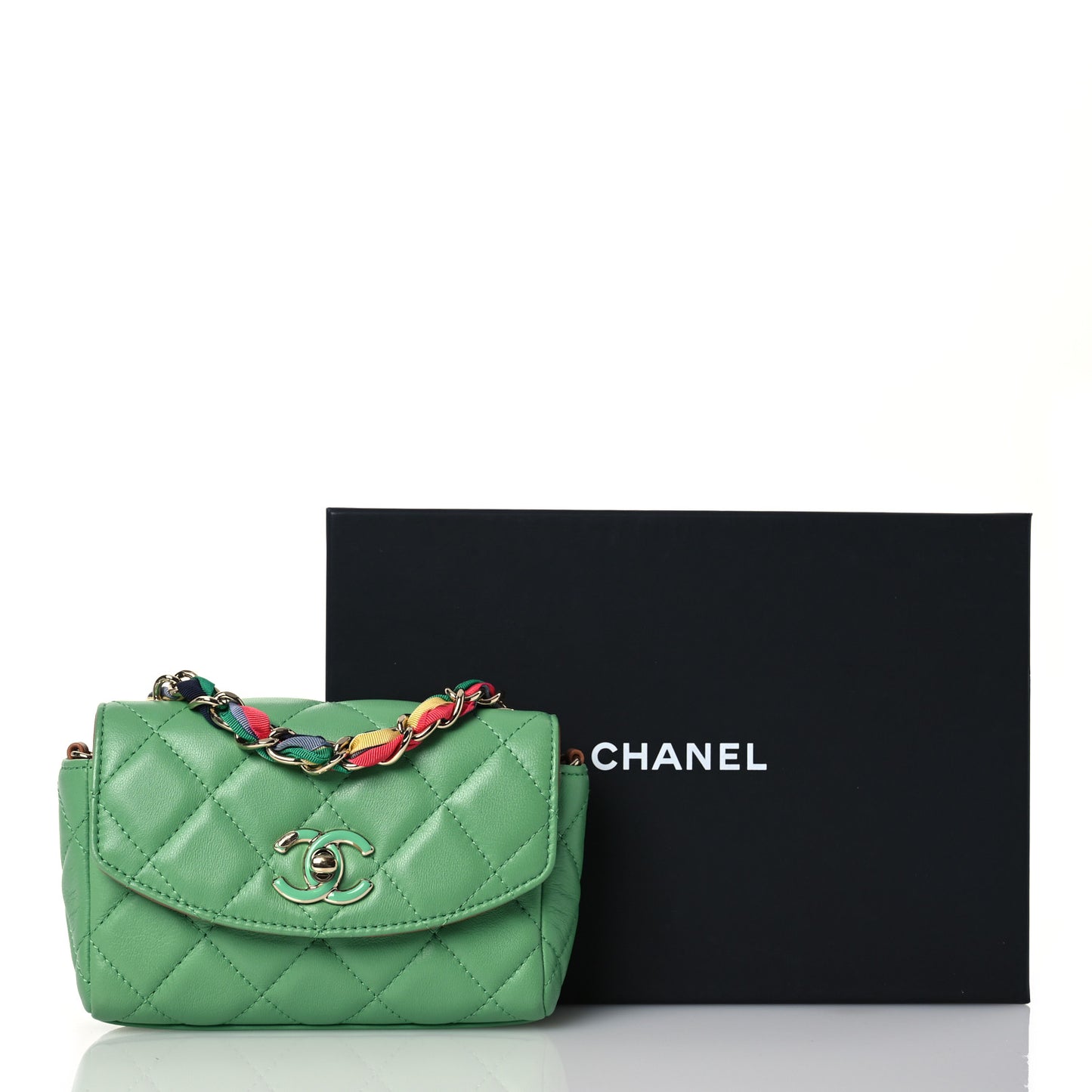 Lambskin Mixed Fibers Quilted Small Cocovado Flap Green