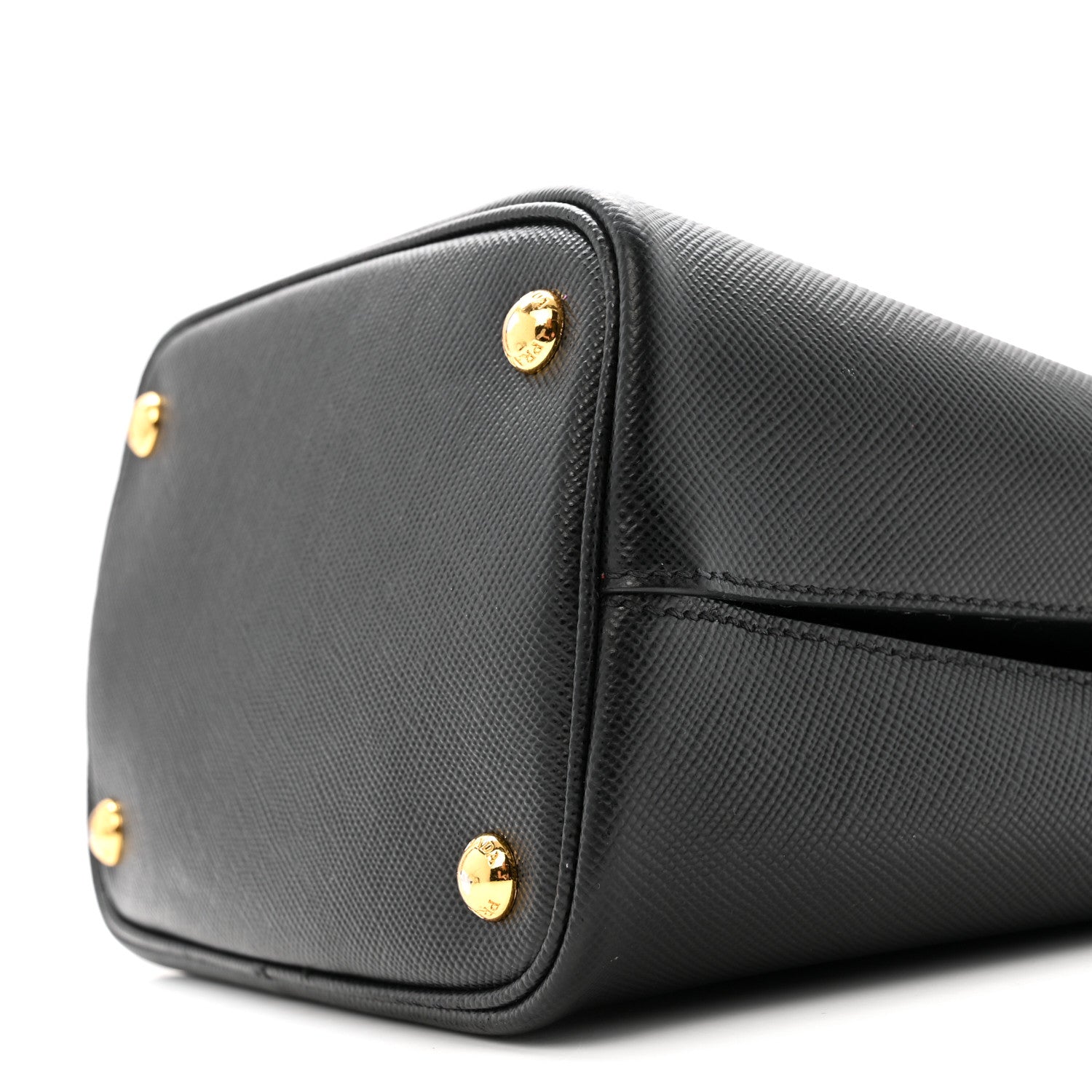 Prada Saffiano Cuir Medium Panier Bucket Bag Black Fuoco 10 of 16