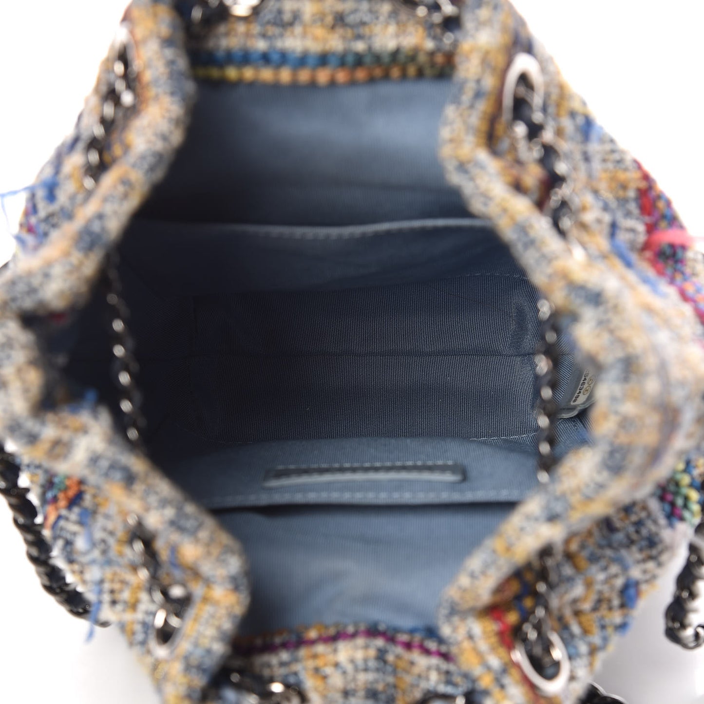 Tweed Calfskin Quilted Small Gabrielle Bucket Blue Multicolor
