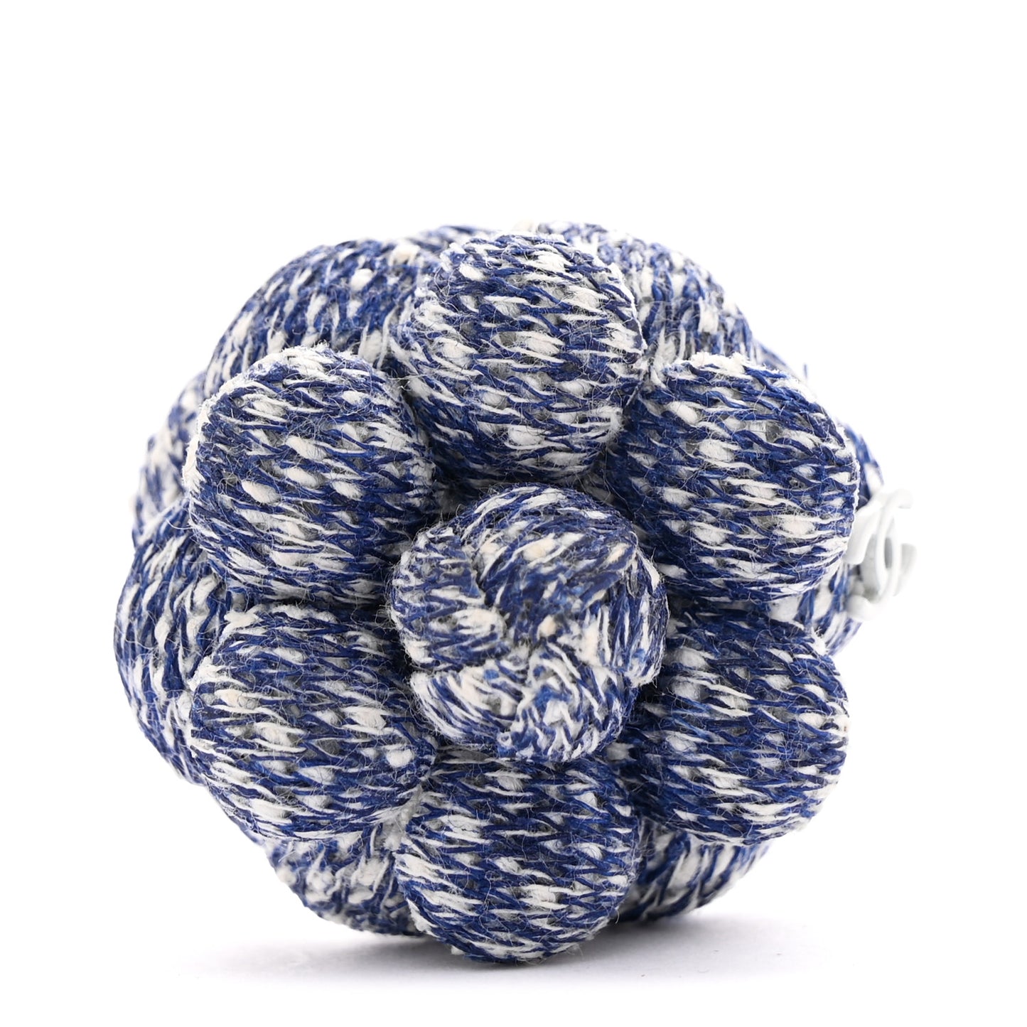 Tweed Camellia CC Brooch Lapel Pin Blue