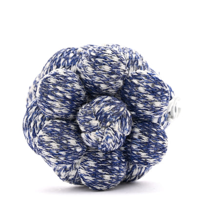 Chanel Tweed Camellia CC Brooch Lapel Pin Blue 1 of 4