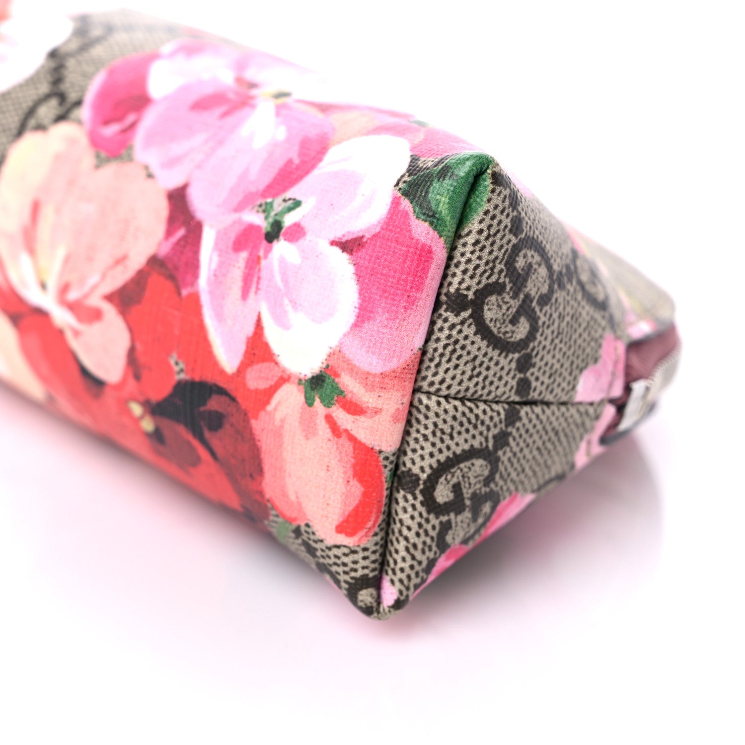 Gucci GG Supreme Monogram Blooms Small Pouch Cosmetic Case Beige Multicolor Dry Rose 9 of 9