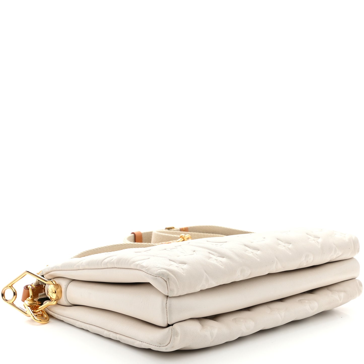 Lambskin Embossed Monogram Coussin PM Cream