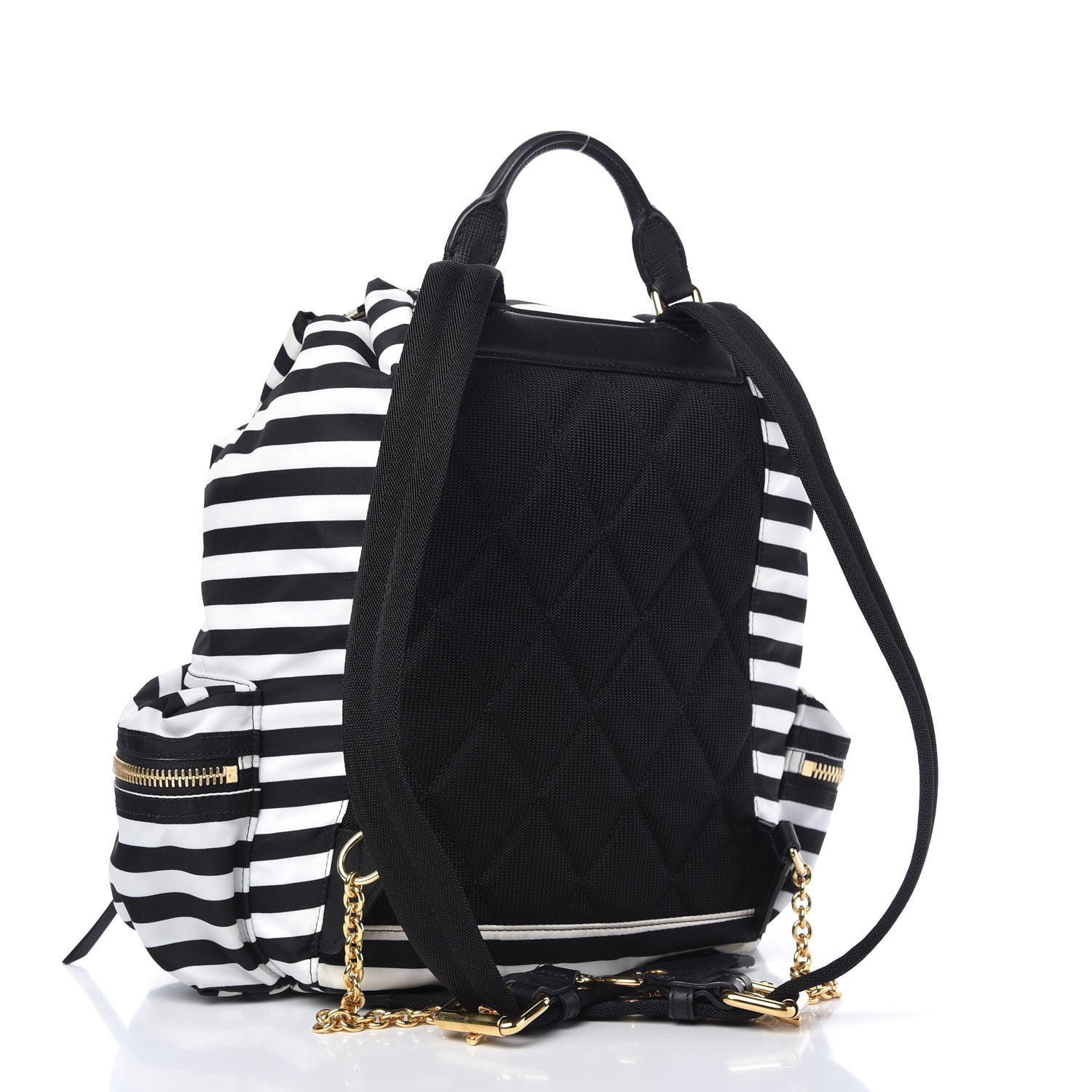 Burberry Nylon Striped Medium Rucksack Backpack Black White 3 of 13