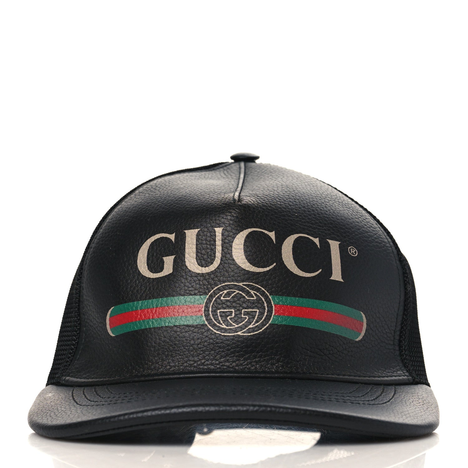 Gucci Grained Calfskin Logo Baseball Hat L Black 2 of 8