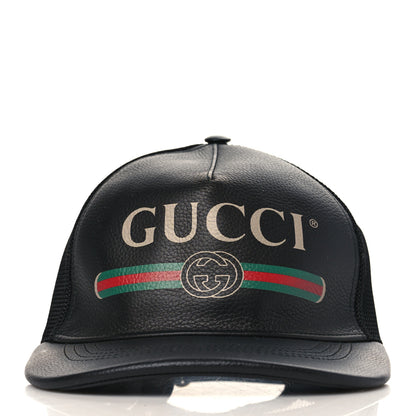 Gucci Grained Calfskin Logo Baseball Hat L Black 2 of 8