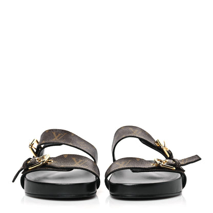 Louis Vuitton Monogram Bom Dia Mule Sandals 37 Black 2 of 8