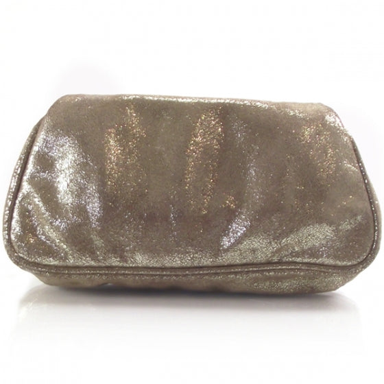 Fendi Metallic Calfskin Borderline Clutch Gold 2 of 10