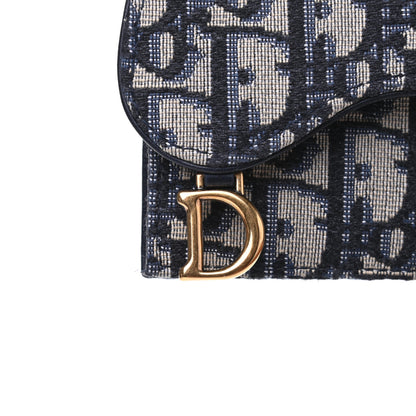 Christian Dior Oblique Saddle Card Holder Blue 8 of 9