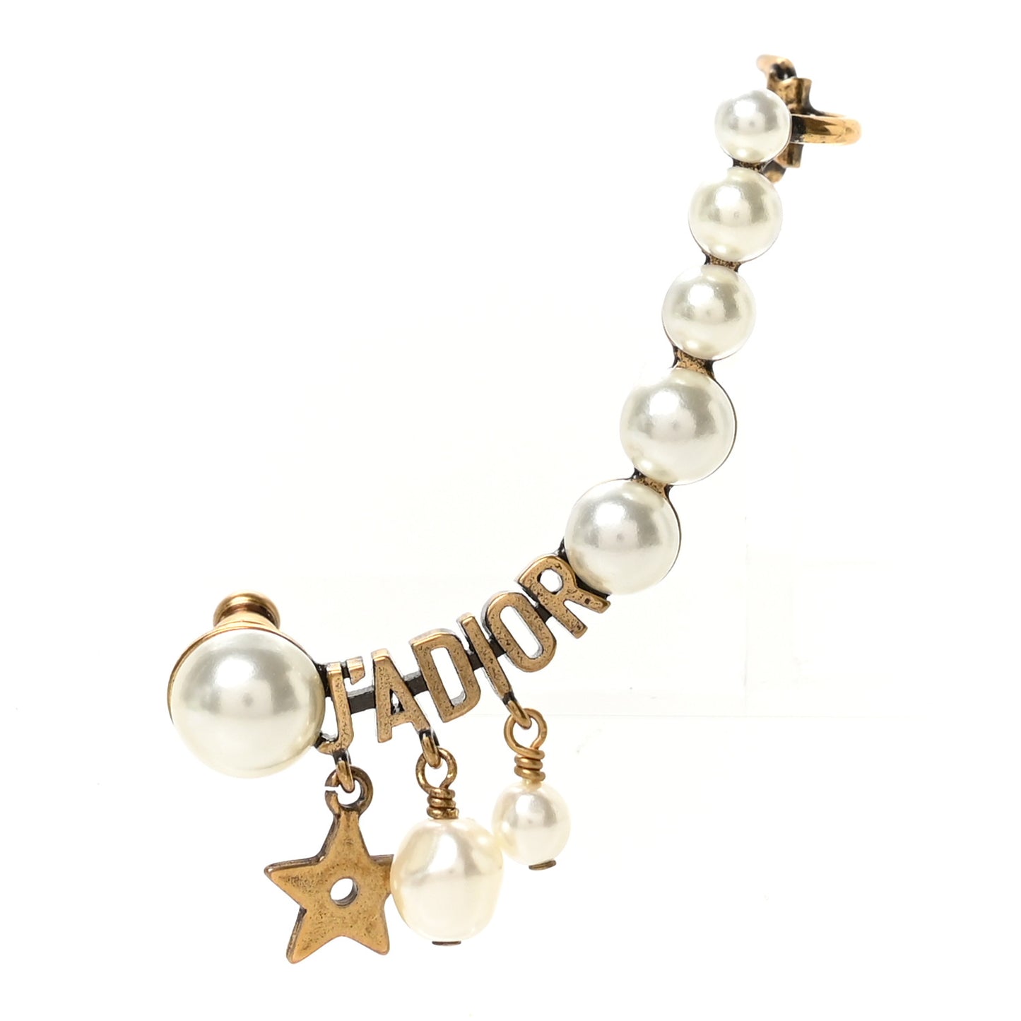 Metal Pearl J'Adior Ear Cuff Gold White