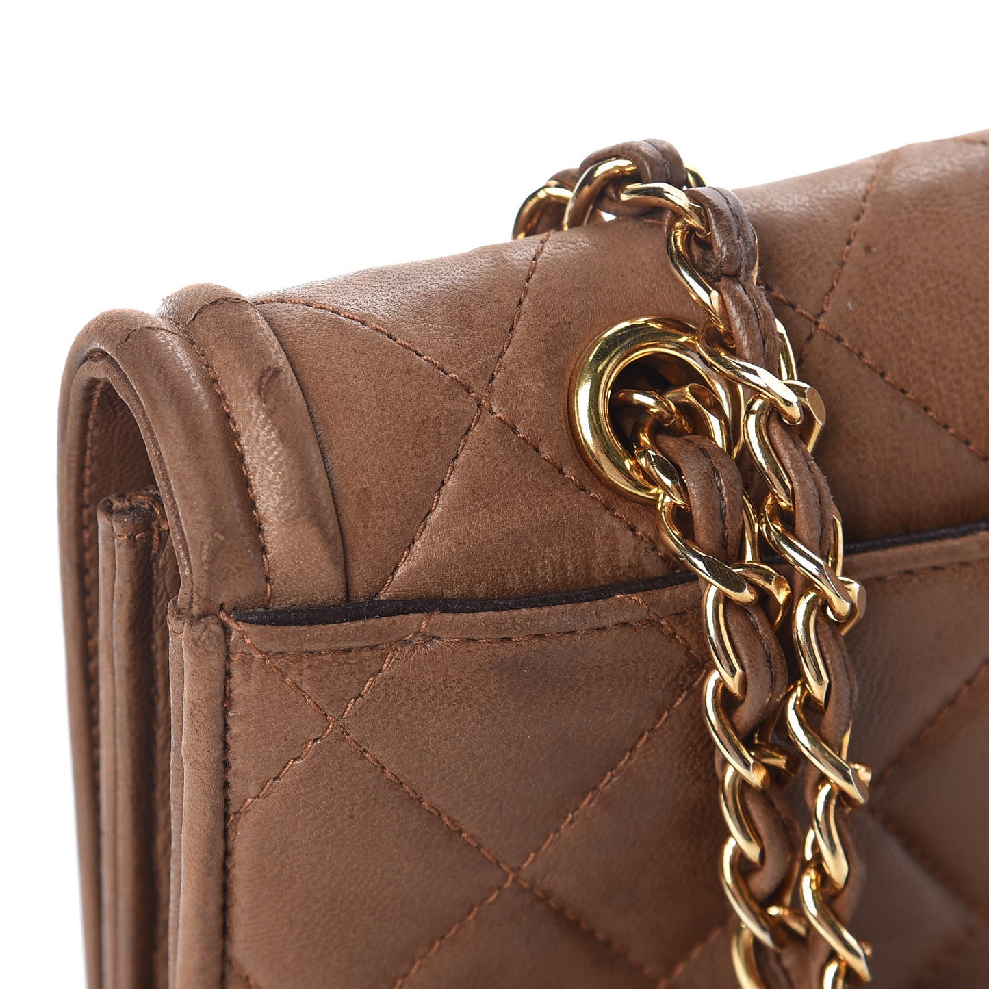 Lambskin Quilted Timeless CC Small Single Flap Brown