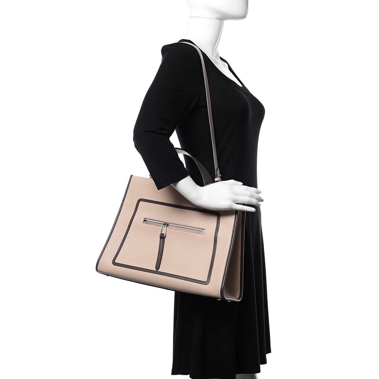 Vitello Century Opaco F is Fendi Bi-Color Regular Runaway Satchel Soap Moresco