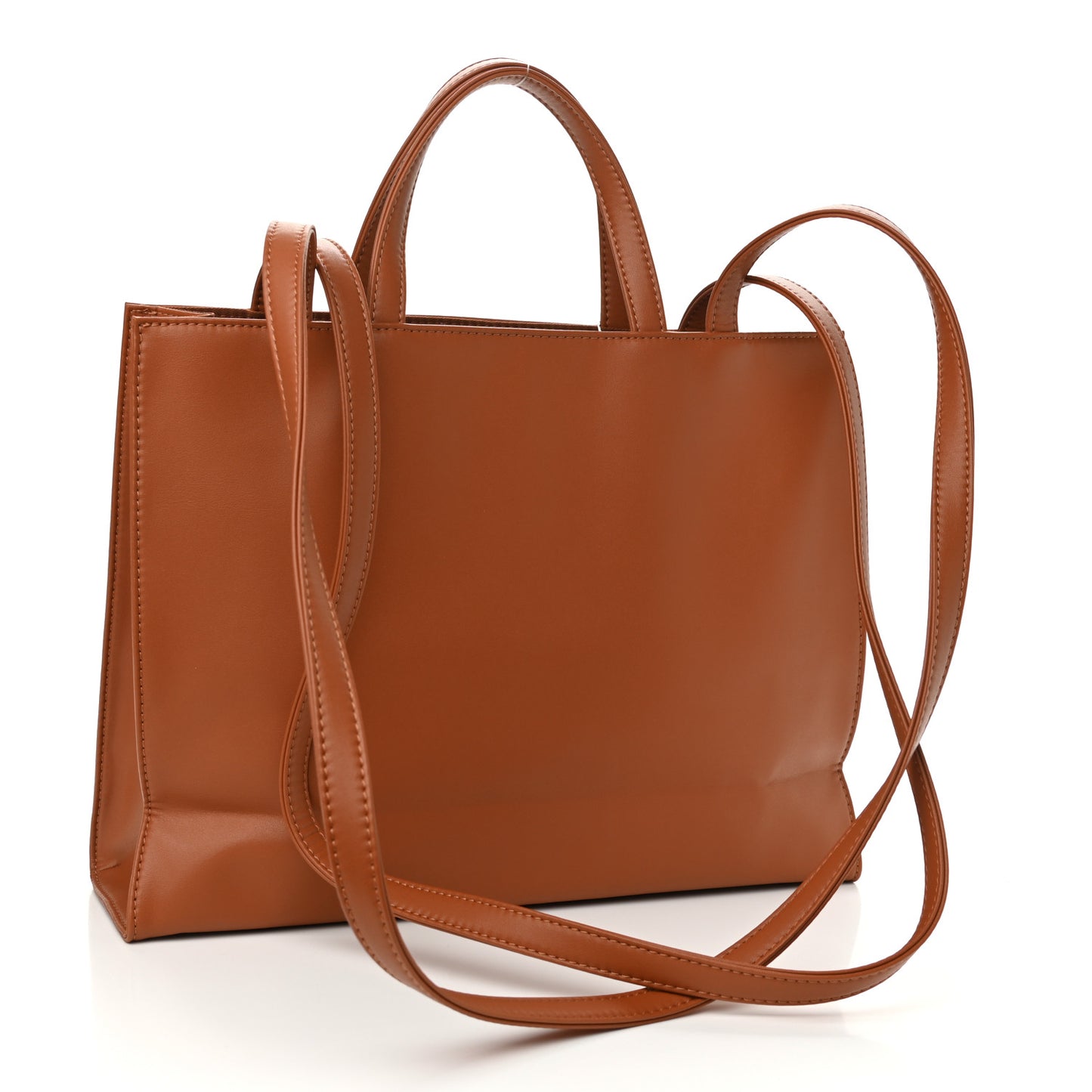 Vegan Leather Medium Shopping Bag Tan
