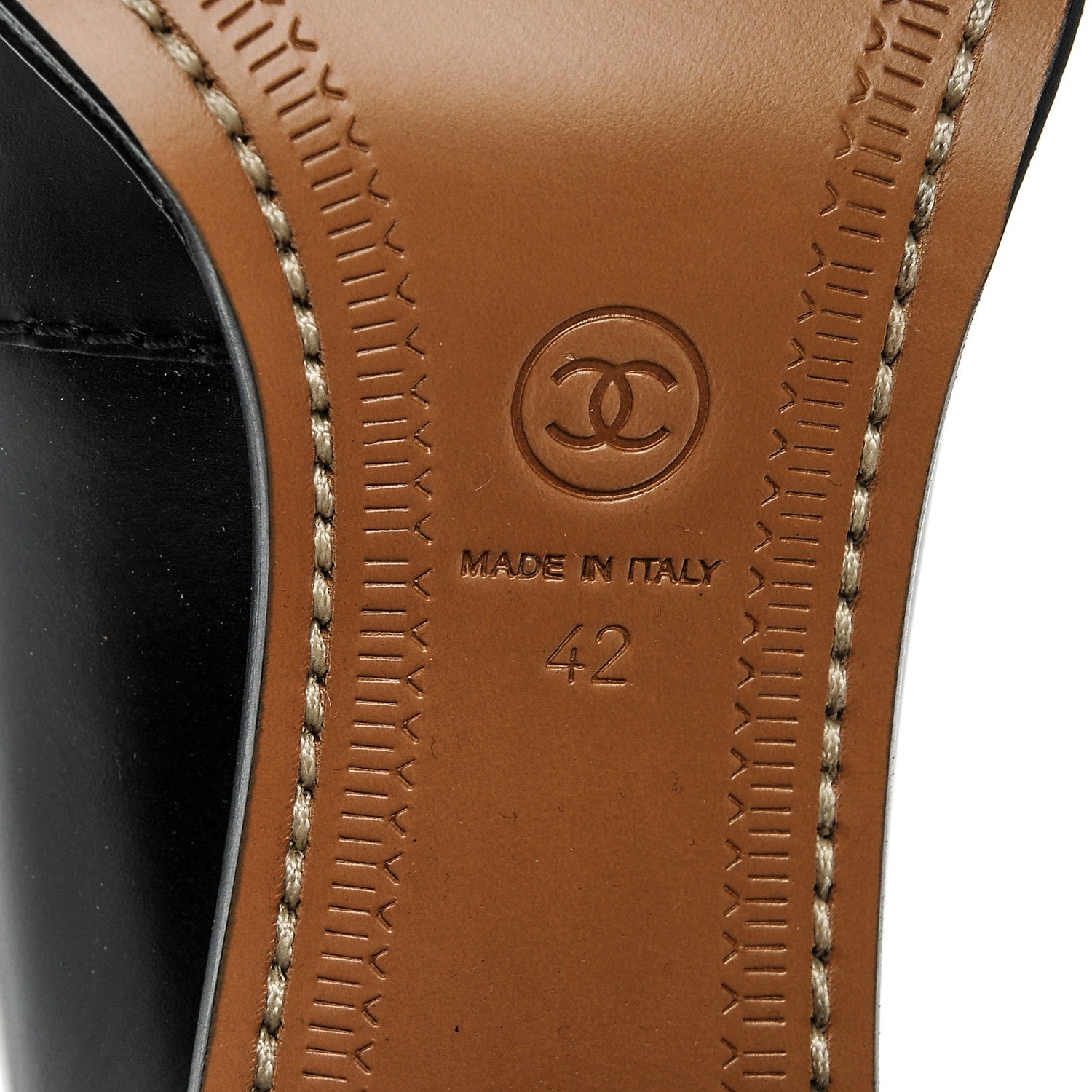 Chanel Calfskin Clover Loafer Pumps 42 Black 6 of 8