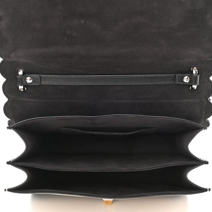Fendi Vitello Liberty Pearl Bi-Color Flowers and Bows Scalloped Studded Kan I Shoulder Bag Black Camelia 4 of 9