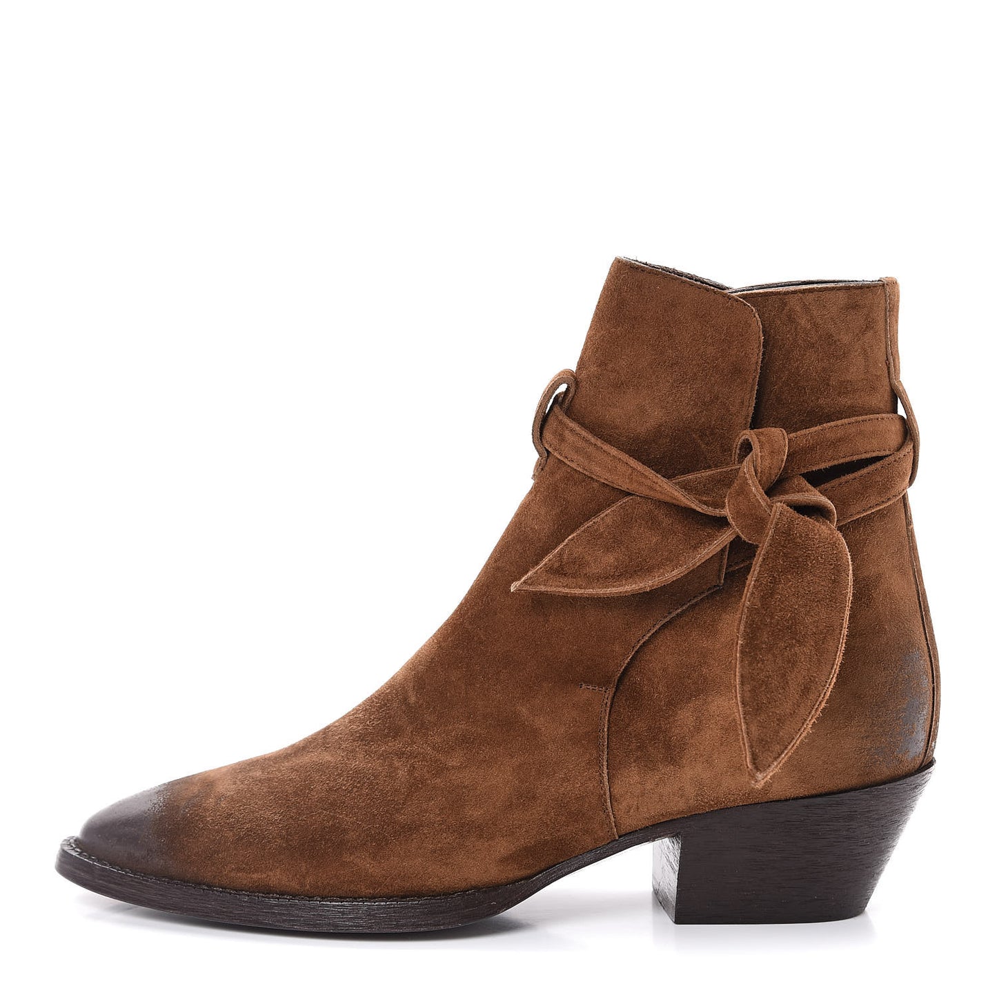 Suede Womens Bow Ankle Boots 38 Dark Brown