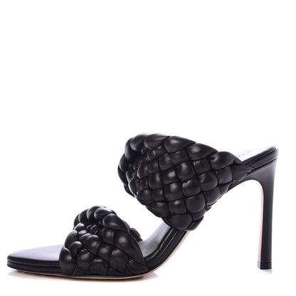 Bottega Veneta Nappa Twisted Padded Intrecciato Curve Slide Sandals 38.5 Black 1 of 9