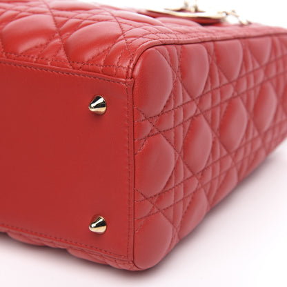 Christian Dior Lambskin Cannage Medium Lady Dior Red 9 of 10