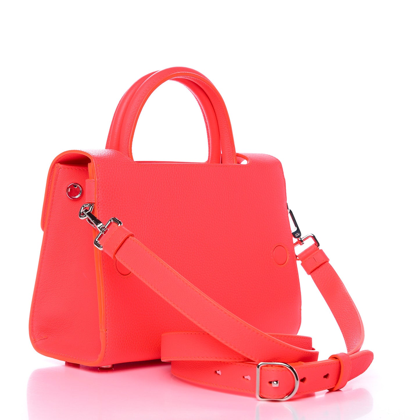 Grained Calfskin Mini Diorever Flap Fluorescent Goji Pink