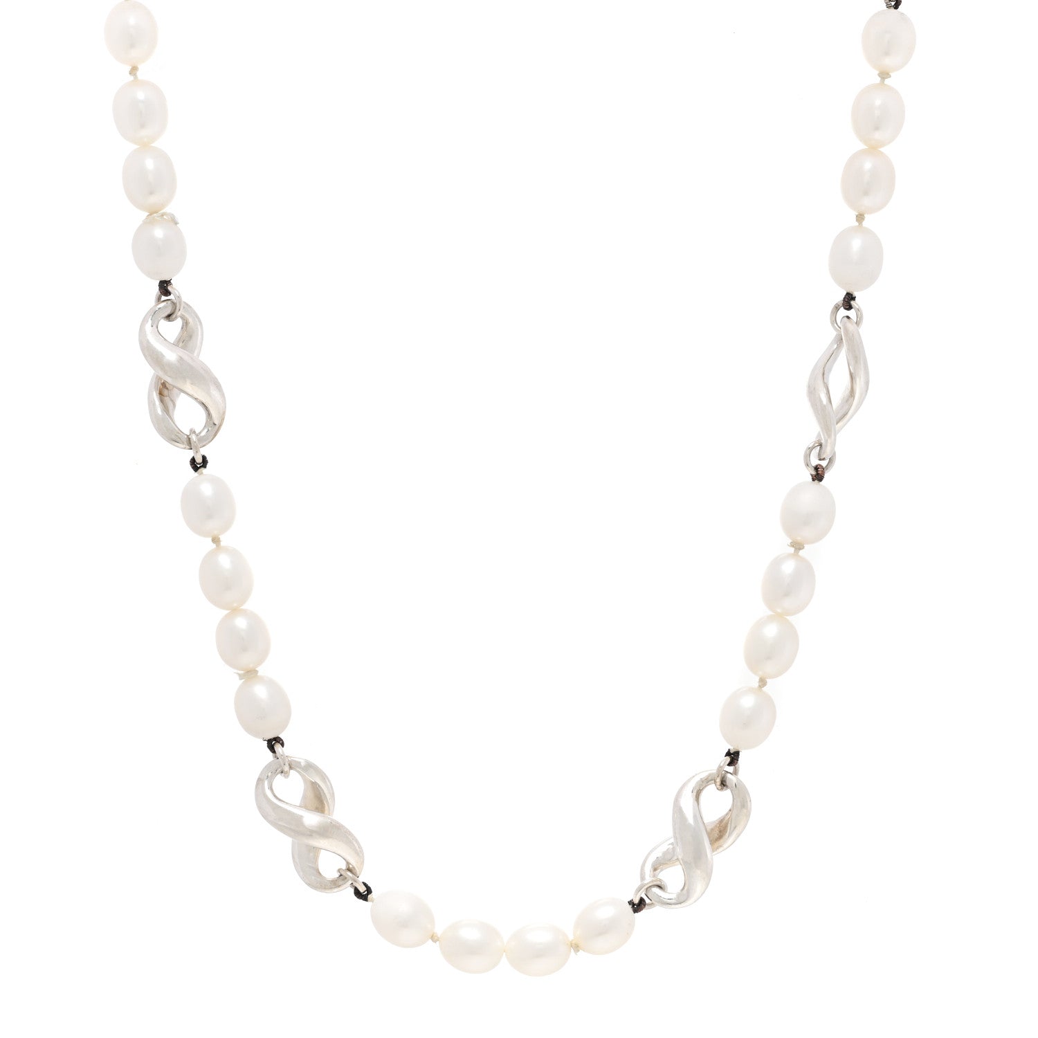 Tiffany Sterling Silver Pearl Infinity Necklace 1 of 3