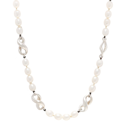Tiffany Sterling Silver Pearl Infinity Necklace 1 of 3