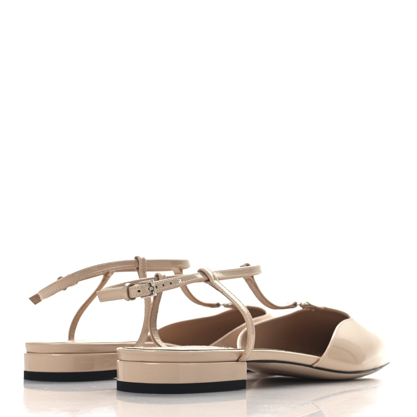 Vernice Crystal Double G Ballet Flat 41 Skin Rose