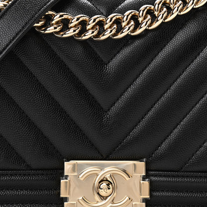 Chanel Caviar Chevron Quilted Medium Boy Flap Black 8 of 11