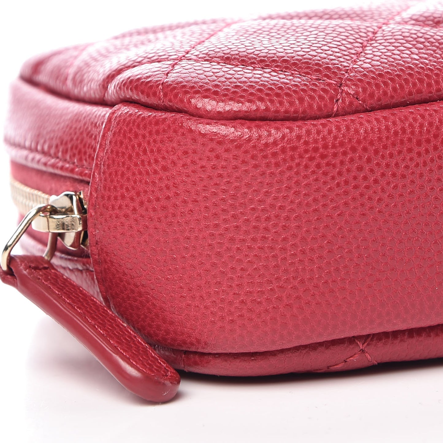 Caviar Quilted Small Curvy Pouch Cosmetic Case Dark Pink