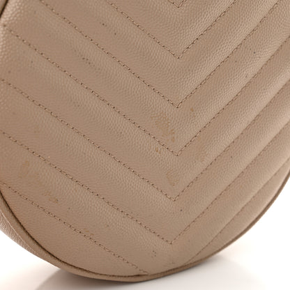 Saint Laurent Grain De Poudre Matelasse Chevron Quilted Round Vinyle Camera Bag Dark Beige 13 of 13