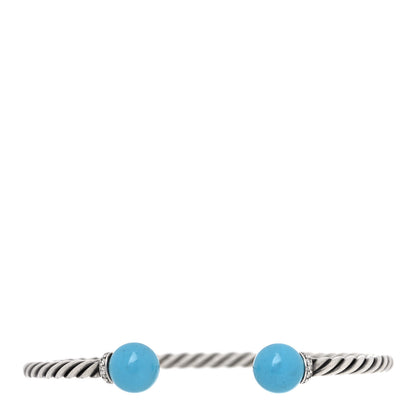 David Yurman Sterling Silver Diamond Turquoise 9mm Solari Bracelet 1 of 5