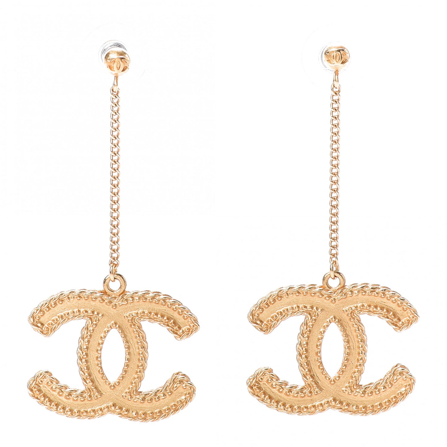 CC Drop Earrings Matte Gold