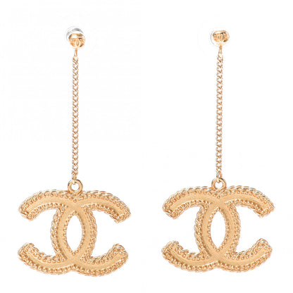 Chanel CC Drop Earrings Matte Gold 1 of 4