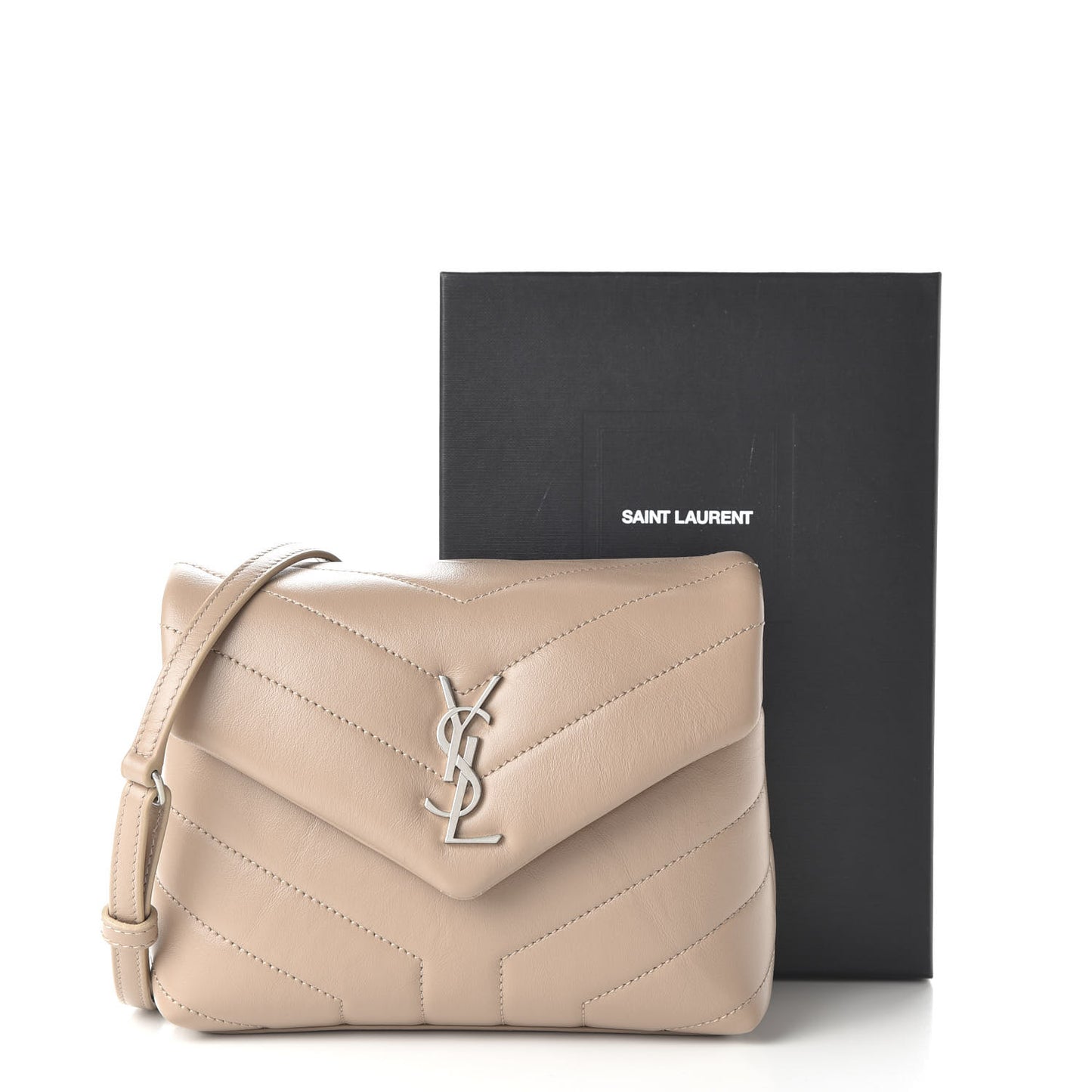 Calfskin Y Quilted Monogram Toy Loulou Crossbody Bag Dusty Grey