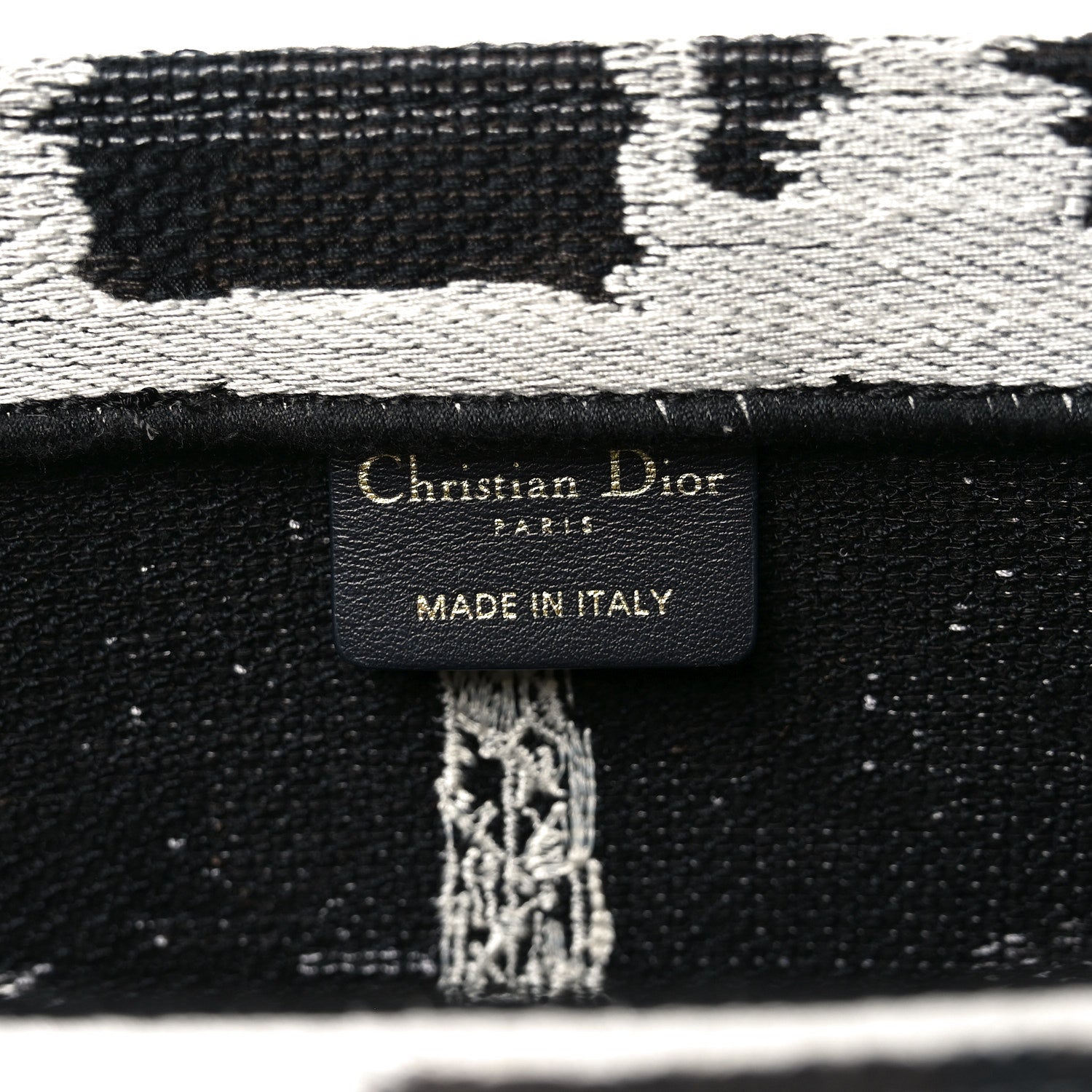 Christian Dior Canvas Embroidered Medium Paris Book Tote Black White 5 of 9