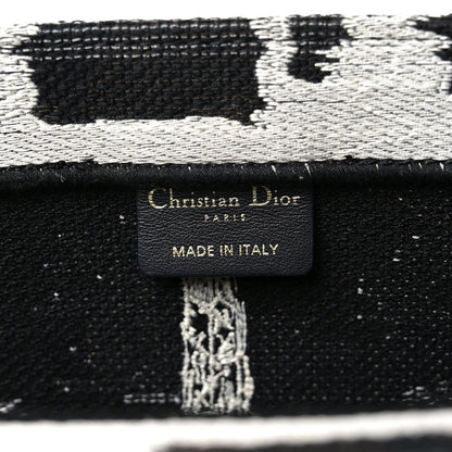 Christian Dior Canvas Embroidered Medium Paris Book Tote Black White 5 of 9
