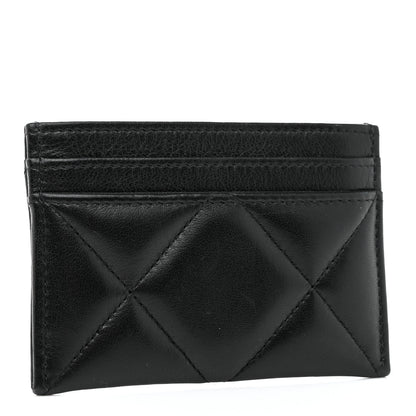 Chanel Shiny Goatskin Quilted Chanel 19 Card Holder Black 3 of 8