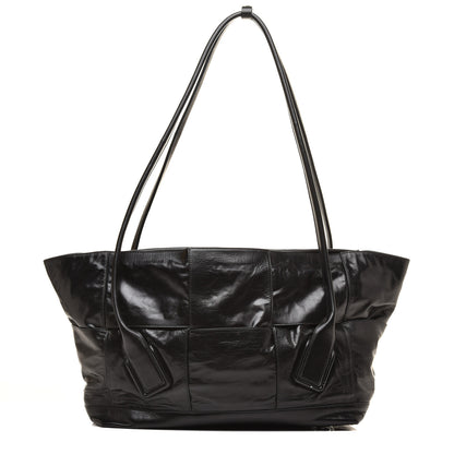 Bottega Veneta Paper Calfskin Maxi Intrecciato Medium Arco Slouch Black 1 of 10