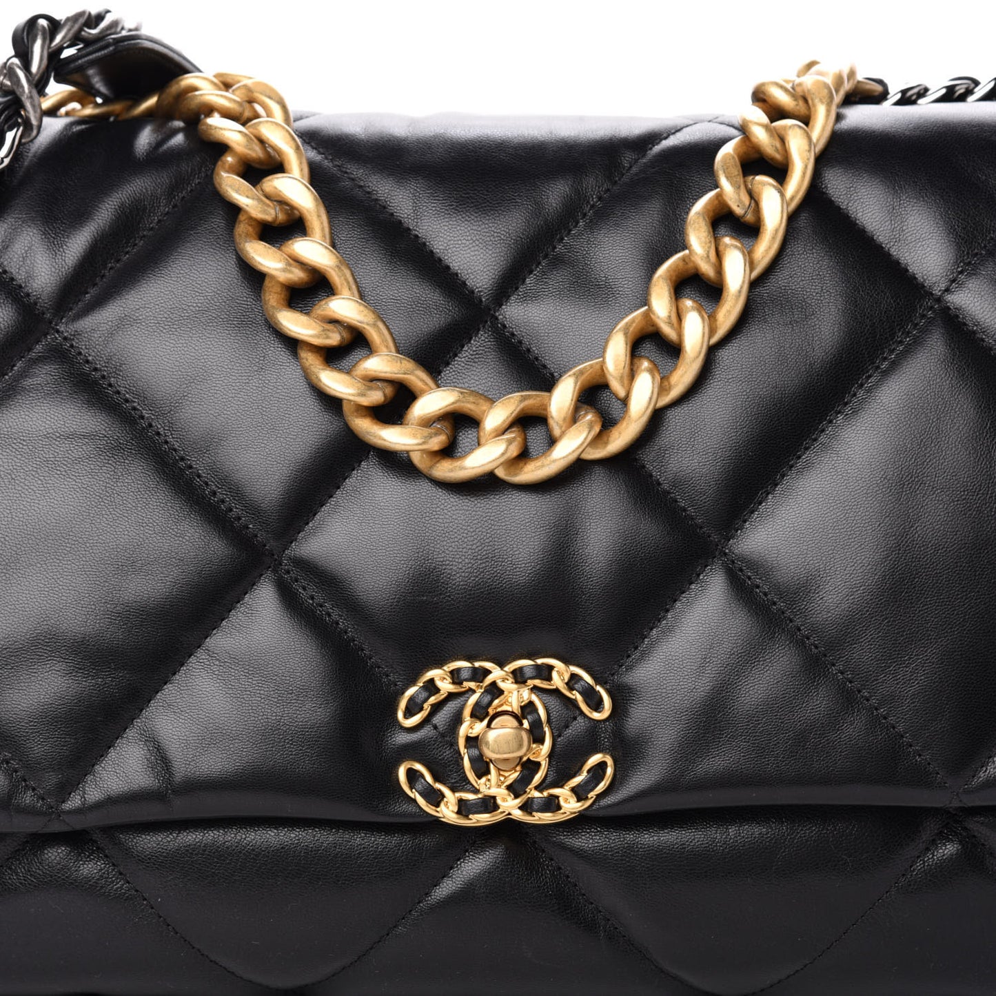 Goatskin Quilted Maxi 19 Flap Black