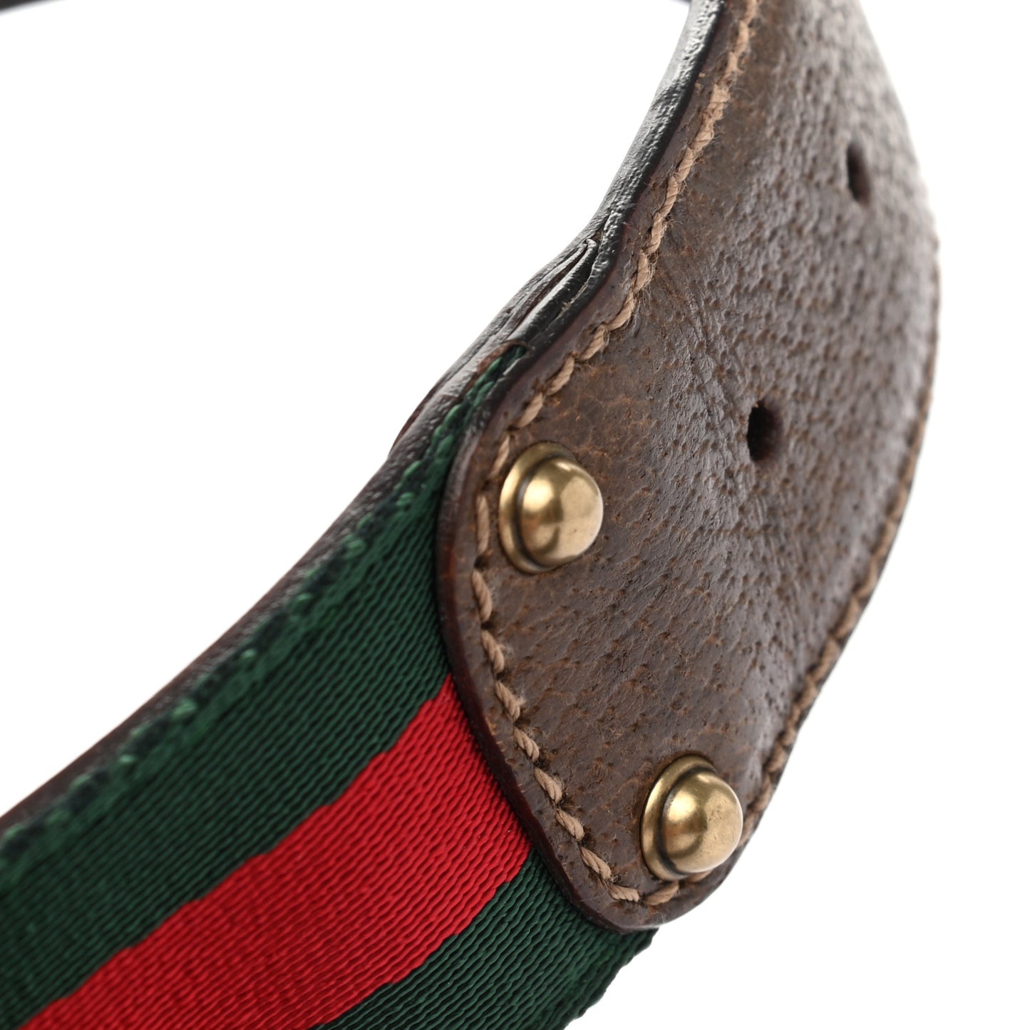 Nylon Calfskin Double G Web Belt 80 32 Green Red Cuir