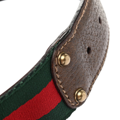 Gucci Nylon Calfskin Double G Web Belt 80 32 Green Red Cuir 9 of 9