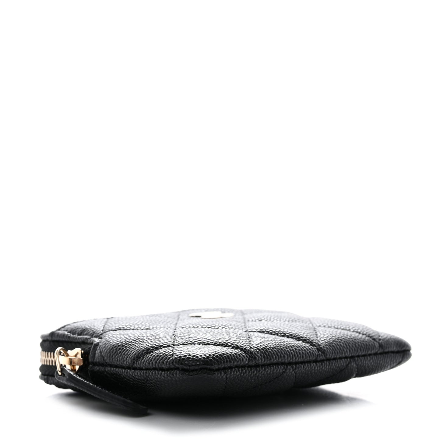 Caviar Quilted Zip Card Holder Wallet Black