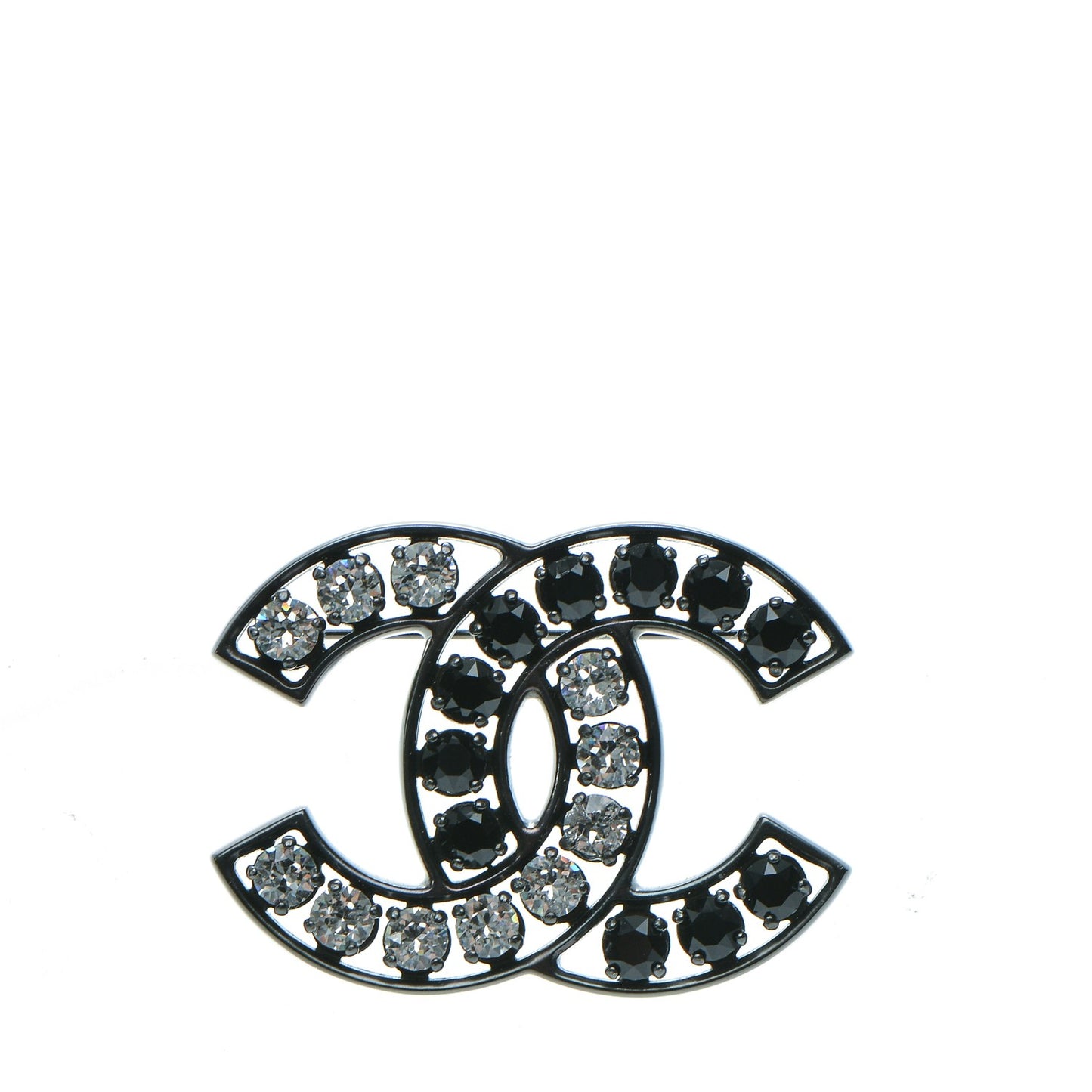 Crystal CC Brooch Black