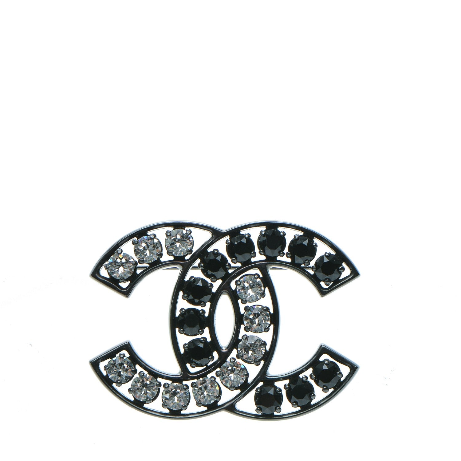 Chanel Crystal CC Brooch Black 1 of 4