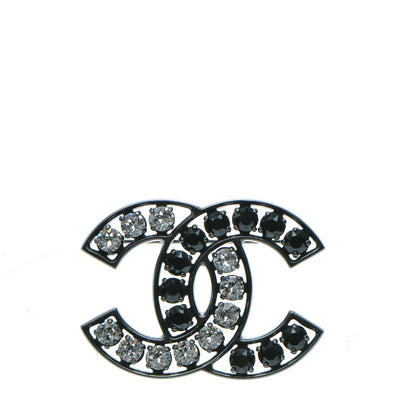 Chanel Crystal CC Brooch Black 1 of 4