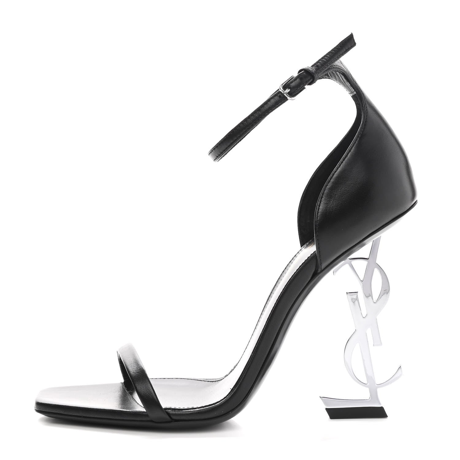 Saint Laurent Calfskin Opyum 110 Sandals 36.5 Black Silver 1 of 9