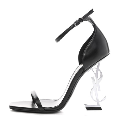 Saint Laurent Calfskin Opyum 110 Sandals 36.5 Black Silver 1 of 9